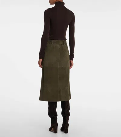 Veronica Beard Alexie Belted Suede Midi Skirt In Multi