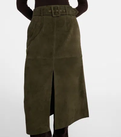 Veronica Beard Alexie Belted Suede Midi Skirt In Multi