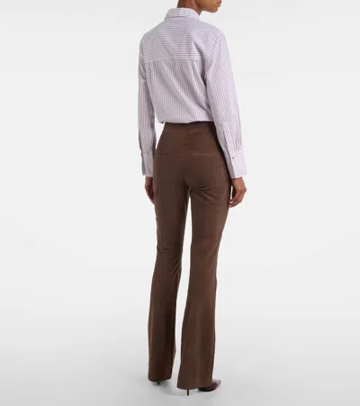 Veronica Beard Gracie High-rise Suede Flared Pants In Brown