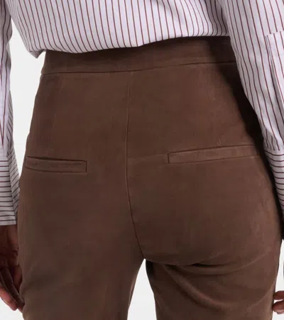 Veronica Beard Gracie High-rise Suede Flared Pants In Brown