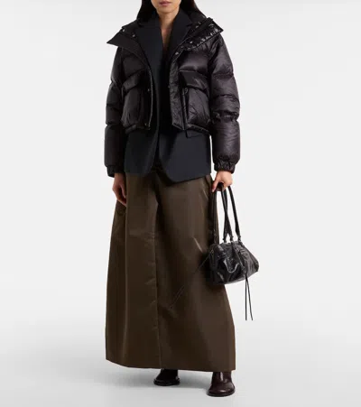 Sacai Layered Wool Down Jacket In Black