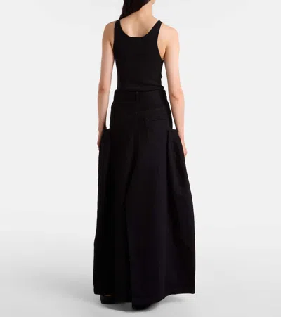 Sacai Denim Maxi Skirt In Black