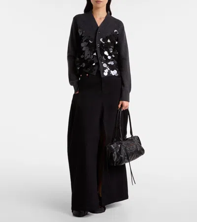 Sacai Denim Maxi Skirt In Black