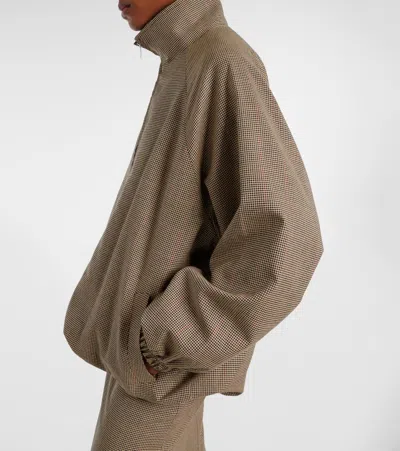 The Frankie Shop Baxter Houndstooth Blouson Jacket In Brown