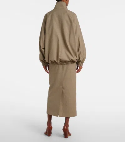 The Frankie Shop Baxter Houndstooth Blouson Jacket In Brown