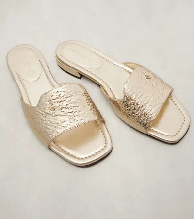 Jimmy Choo Dina Metallic Slides In Gold