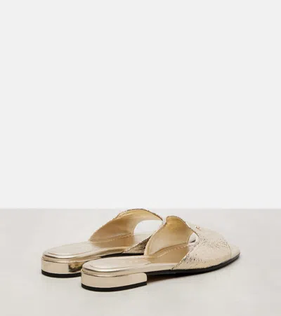 Jimmy Choo Dina Metallic Slides In Gold