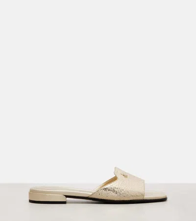 Jimmy Choo Dina Metallic Slides In Gold