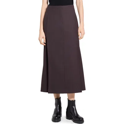 Theory Trouser Front Maxi Skirt In Brown