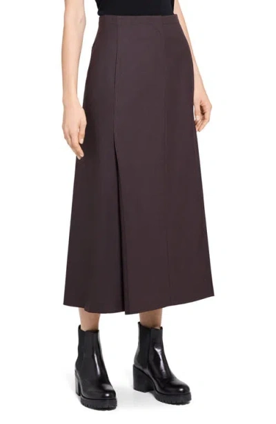 Theory Trouser Front Maxi Skirt In Brown
