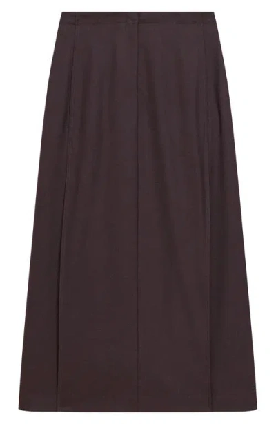 Theory Trouser Front Maxi Skirt In Brown