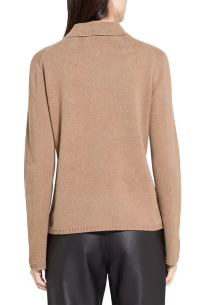 Theory Cashmere Button-front Shirt In Brown