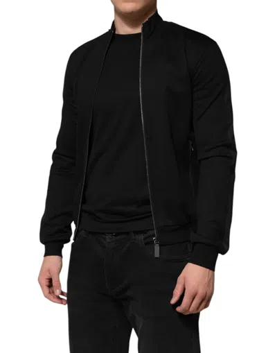 Dolce & Gabbana Black Cotton Logo Full Zip Men Bomber Men's Jacket In Black
