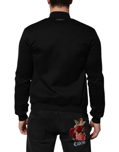 Dolce & Gabbana Black Cotton Logo Full Zip Men Bomber Men's Jacket In Black