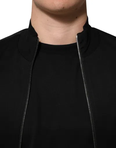Dolce & Gabbana Black Cotton Logo Full Zip Men Bomber Men's Jacket In Black