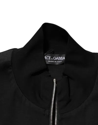Dolce & Gabbana Black Cotton Logo Full Zip Men Bomber Men's Jacket In Black