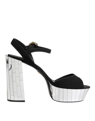 Dolce & Gabbana Black Crystal Ankle Strap Keira Sandal Shoes