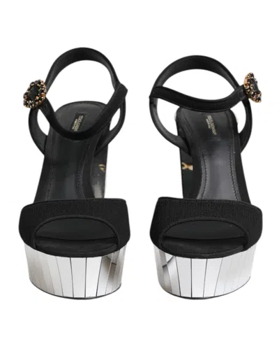 Dolce & Gabbana Black Crystal Ankle Strap Keira Sandal Shoes