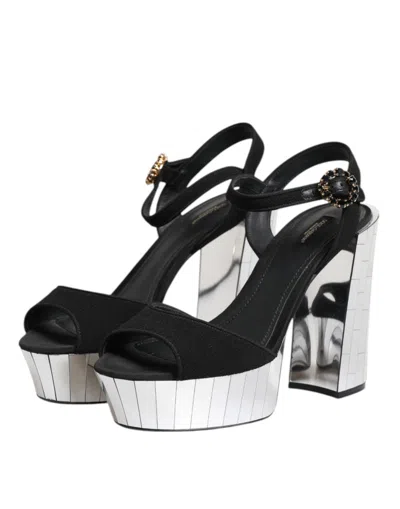 Dolce & Gabbana Black Crystal Ankle Strap Keira Sandal Shoes