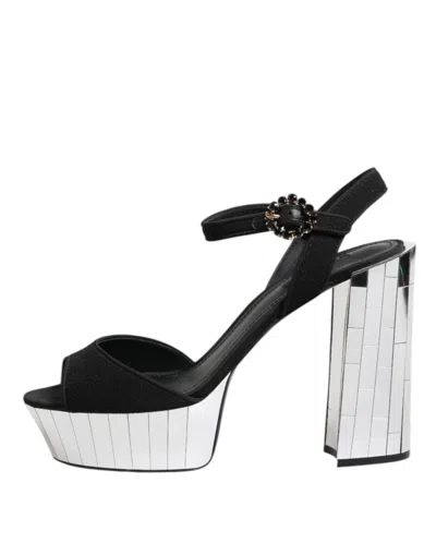 Dolce & Gabbana Black Crystal Ankle Strap Keira Sandal Shoes