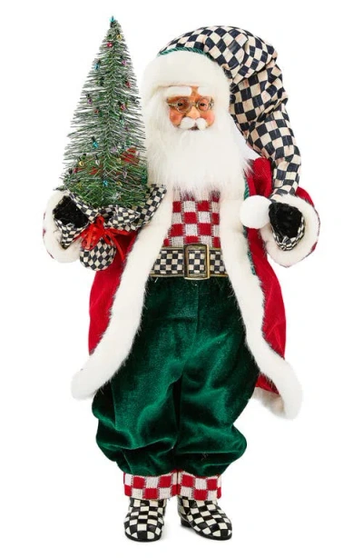 Mackenzie-childs Mackenzie Childs Check It Out Fabric Santa With Tree In Multi