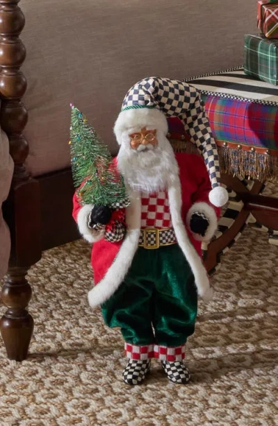 Mackenzie-childs Mackenzie Childs Check It Out Fabric Santa With Tree In Multi