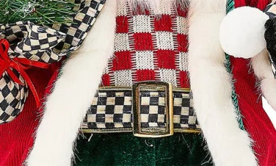 Mackenzie-childs Mackenzie Childs Check It Out Fabric Santa With Tree In Multi