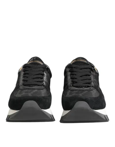 Dolce & Gabbana Black Gray Leopard Low Top Sneakers Shoes In Multi