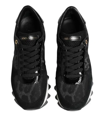 Dolce & Gabbana Black Gray Leopard Low Top Sneakers Shoes In Multi