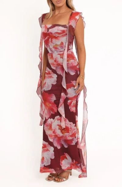 Petal And Pup Petal & Pup Chiara Floral Flutter Ruffle Maxi Dress In Multi