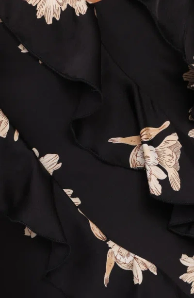 Petal And Pup Petal & Pup Ciao Floral Ruffle Satin Maxi Dress In Multi