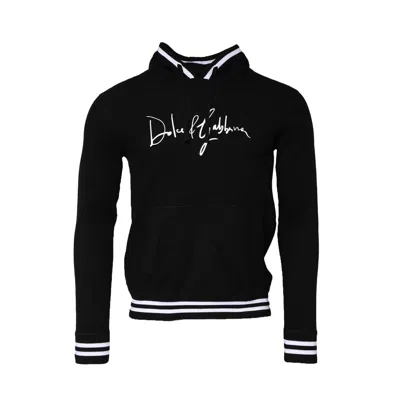 Pre-owned Dolce & Gabbana Black Hooded Logo Print Sweatshirt Men's Sweater ()