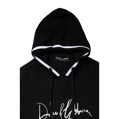 Pre-owned Dolce & Gabbana Black Hooded Logo Print Sweatshirt Men's Sweater ()