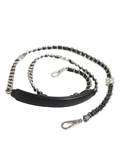 Pre-owned Dolce & Gabbana Black Leather Dg Logo Chain Bag Shoulder Women's Strap ()