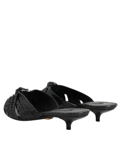 Dolce & Gabbana Black Exotic Leather Heels Slides Shoes In Multi