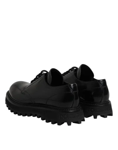 Pre-owned Dolce & Gabbana Black Leather Lace Up Trekking Dress Men's Shoes ()