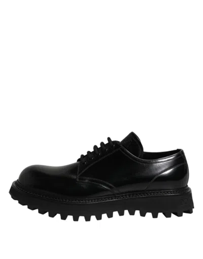 Pre-owned Dolce & Gabbana Black Leather Lace Up Trekking Dress Men's Shoes ()