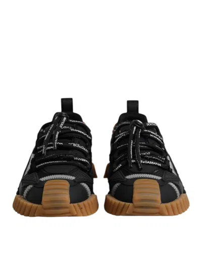 Pre-owned Dolce & Gabbana Black Logo Lace Up Low Top Ns1 Sneakers Men's Shoes () In Multi
