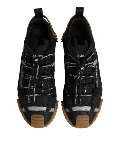 Pre-owned Dolce & Gabbana Black Logo Lace Up Low Top Ns1 Sneakers Men's Shoes () In Multi