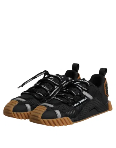 Pre-owned Dolce & Gabbana Black Logo Lace Up Low Top Ns1 Sneakers Men's Shoes () In Multi