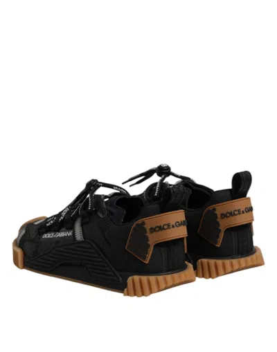 Pre-owned Dolce & Gabbana Black Logo Lace Up Low Top Ns1 Sneakers Men's Shoes () In Multi