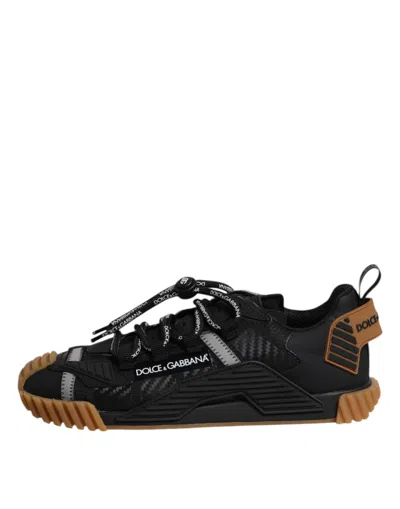 Pre-owned Dolce & Gabbana Black Logo Lace Up Low Top Ns1 Sneakers Men's Shoes () In Multi