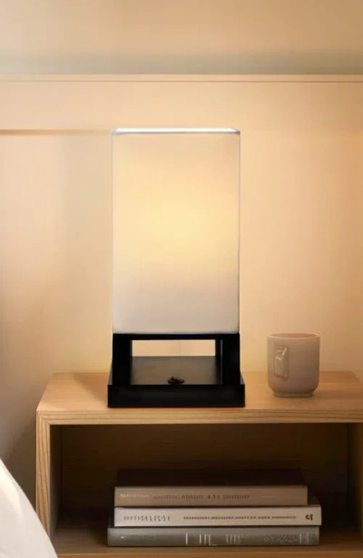 Brightech Maxwell Table 14" Modern Led Japandi-inspired Bedside Table Lamp With Usb Charging Port, B In White