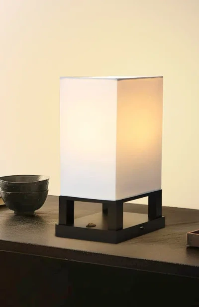 Brightech Maxwell Table 14" Modern Led Japandi-inspired Bedside Table Lamp With Usb Charging Port, B In White