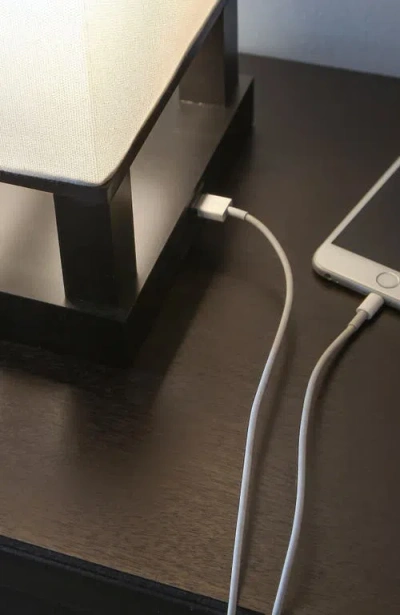 Brightech Maxwell Table 14" Modern Led Japandi-inspired Bedside Table Lamp With Usb Charging Port, B In White