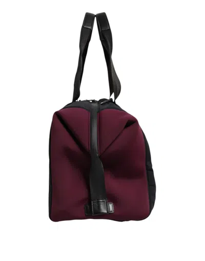 Pre-owned Dolce & Gabbana Black Maroon Hand Shoulder Duffel Travel Men's Bag ()