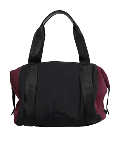 Pre-owned Dolce & Gabbana Black Maroon Hand Shoulder Duffel Travel Men's Bag ()