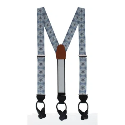 Trafalgar Big And Tall Clarence The Classy Snowflake Silk Holiday Button End Brace In Blue