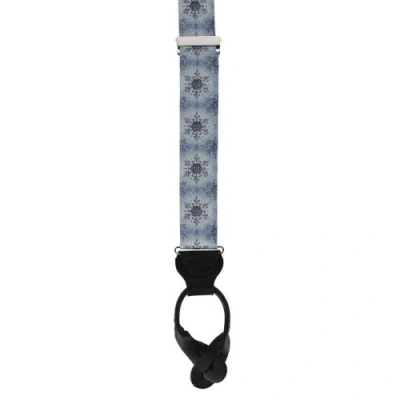 Trafalgar Big And Tall Clarence The Classy Snowflake Silk Holiday Button End Brace In Blue