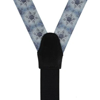 Trafalgar Big And Tall Clarence The Classy Snowflake Silk Holiday Button End Brace In Blue
